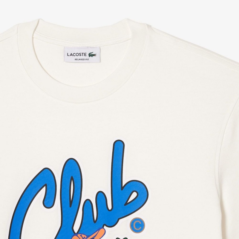 Women's Lacoste Relaxed Fit Signature Print T-Shirt White | AVC042651