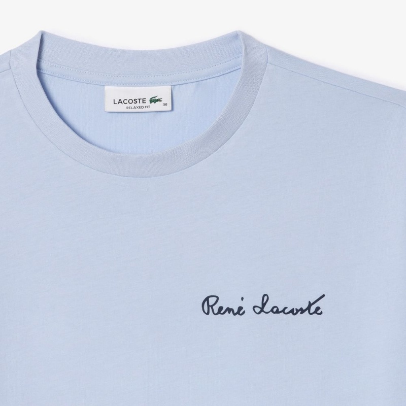 Women's Lacoste Relaxed Fit Text Print T-Shirt Phoenix blue | GSZ730849