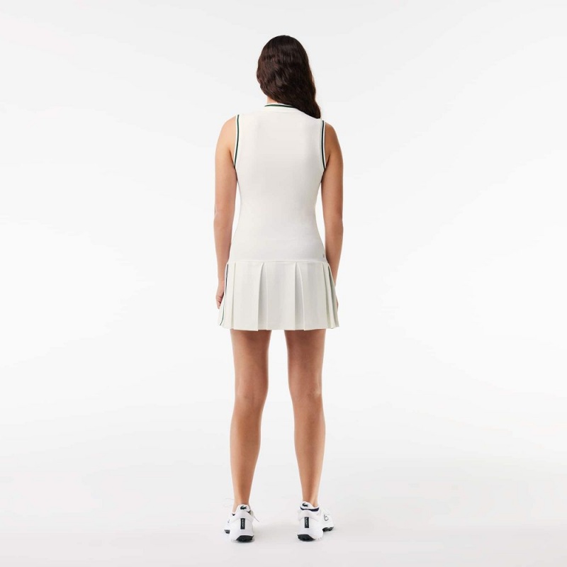 Women's Lacoste Removable Piqué Shorts with Sport Dress White Green | RSD376815