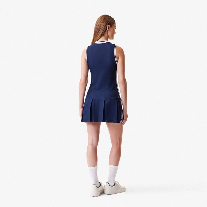 Women's Lacoste Removable Piqué Shorts with Sport Dress Navy Blue | EIS806143