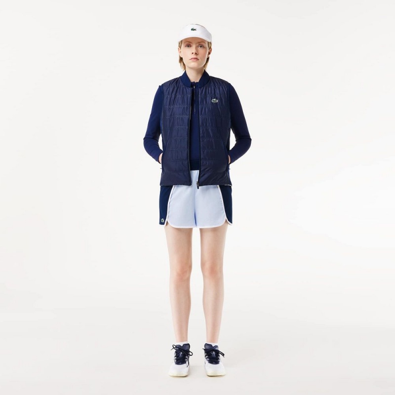 Women's Lacoste Reversible Golf Vest Jackets Navy Blue White | UAE936857