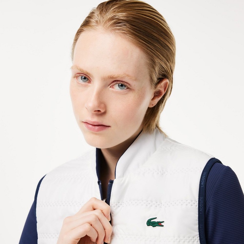 Women's Lacoste Reversible Golf Vest Jackets Navy Blue White | UAE936857