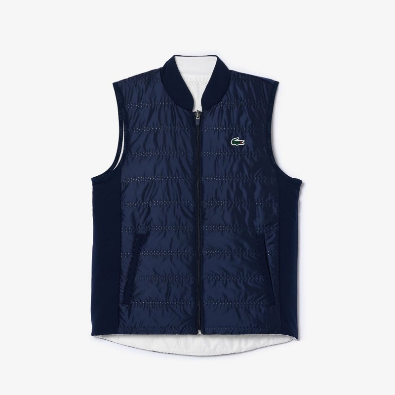 Women's Lacoste Reversible Golf Vest Jackets Navy Blue White | UAE936857