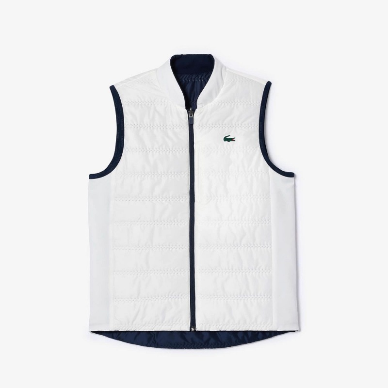 Women's Lacoste Reversible Golf Vest Jackets Navy Blue White | UAE936857