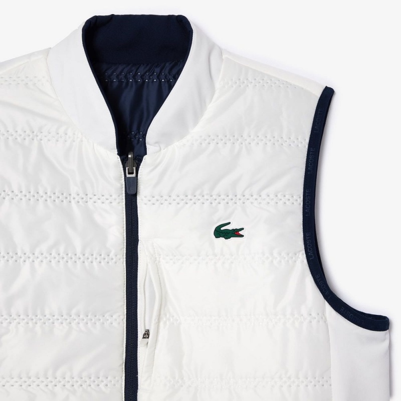 Women's Lacoste Reversible Golf Vest Jackets Navy Blue White | UAE936857