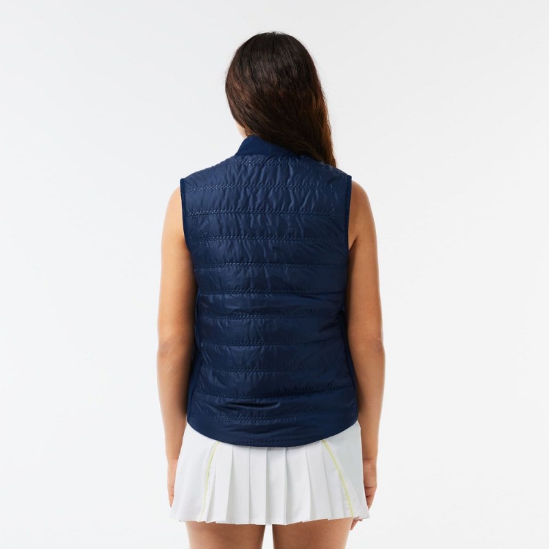 Women's Lacoste Reversible Golf Vest Jackets Navy Blue Bordeaux | YKI604523