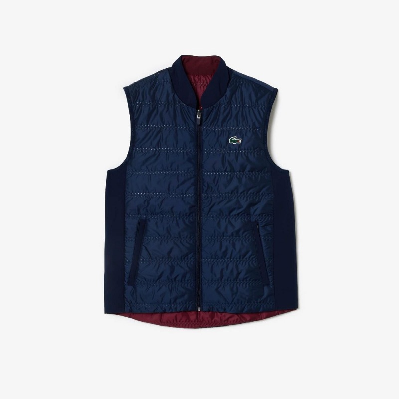 Women's Lacoste Reversible Golf Vest Jackets Navy Blue Bordeaux | YKI604523