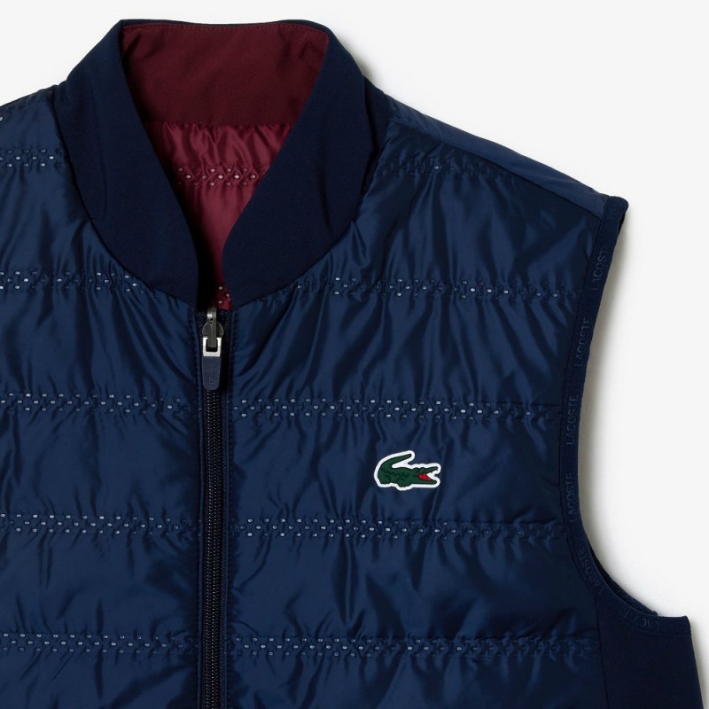 Women's Lacoste Reversible Golf Vest Jackets Navy Blue Bordeaux | YKI604523