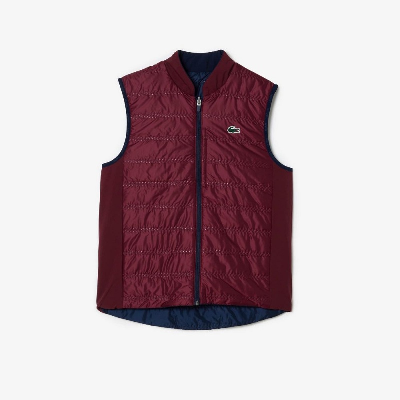 Women's Lacoste Reversible Golf Vest Jackets Navy Blue Bordeaux | YKI604523