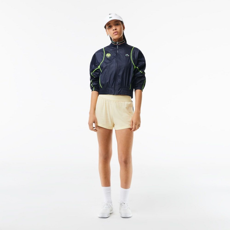 Women's Lacoste Roland Garros Edition Post-Match Cropped Jackets Navy Blue Yellow | XFU036425