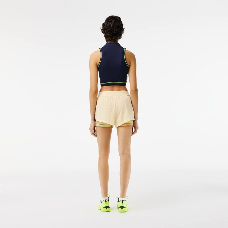 Women's Lacoste Roland Garros Edition SPORT with Built-in Under Shorts Yellow Navy Blue Light Orange | SHG951324