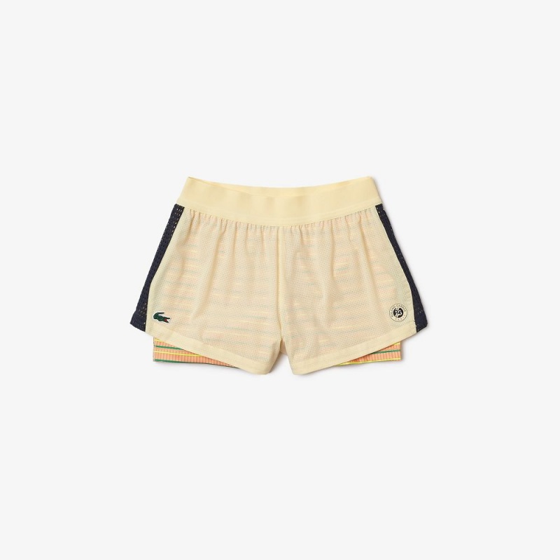 Women's Lacoste Roland Garros Edition SPORT with Built-in Under Shorts Yellow Navy Blue Light Orange | SHG951324