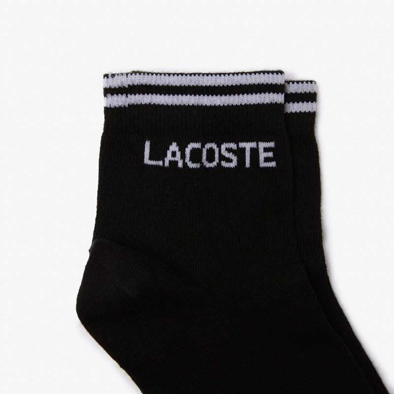 Women's Lacoste SPORT 2-Pack Low Cotton Socks Black White | QXV638572