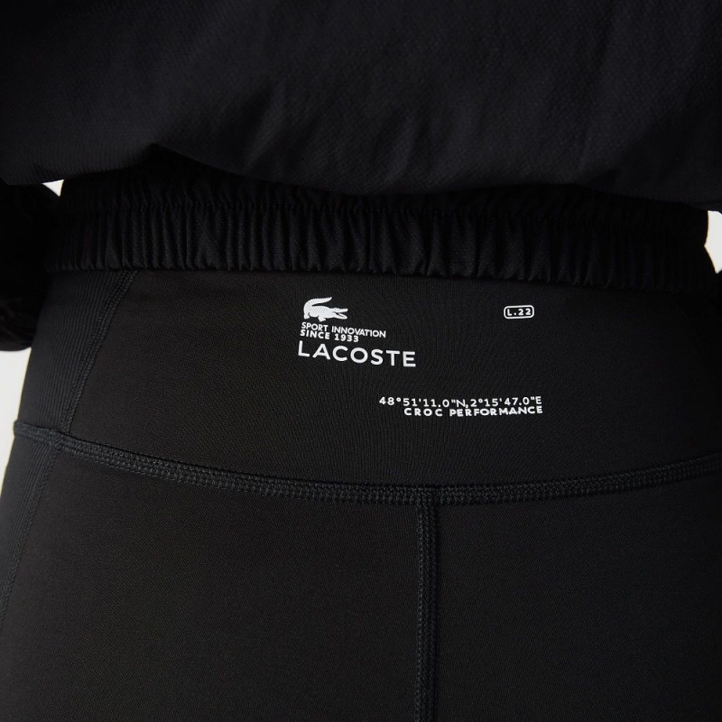 Women's Lacoste SPORT Colorblock Knit Effect Leggings Black | DQH085476