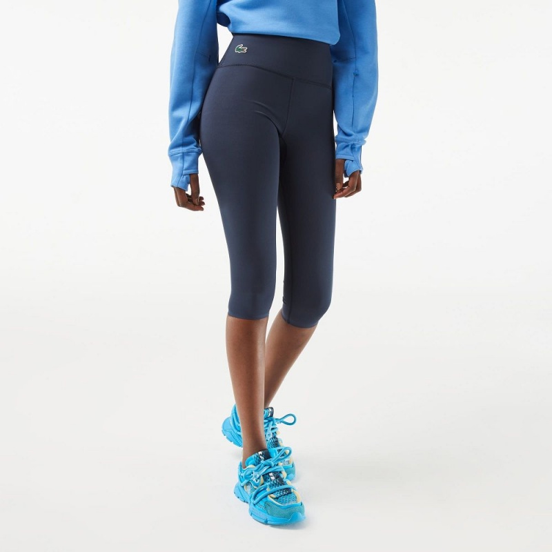 Women's Lacoste SPORT Crop Ultra-Dry Leggings Blue | IPH139285