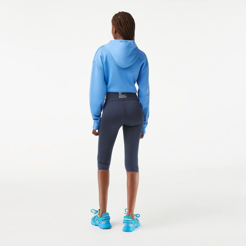 Women's Lacoste SPORT Crop Ultra-Dry Leggings Blue | IPH139285