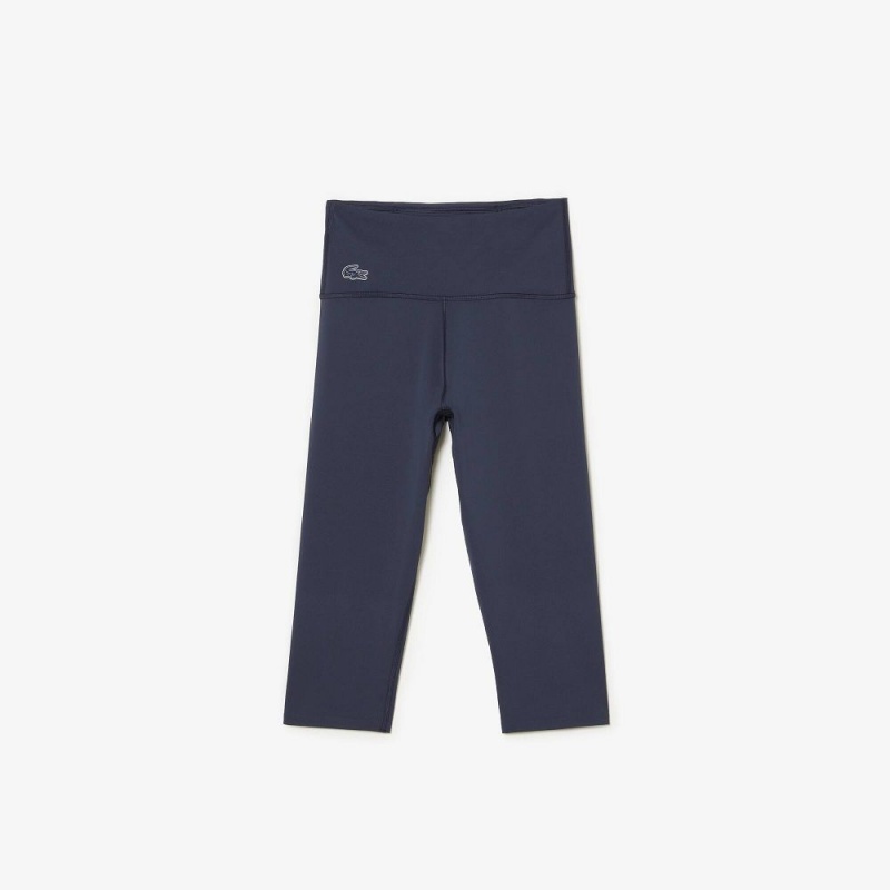 Women's Lacoste SPORT Crop Ultra-Dry Leggings Blue | IPH139285