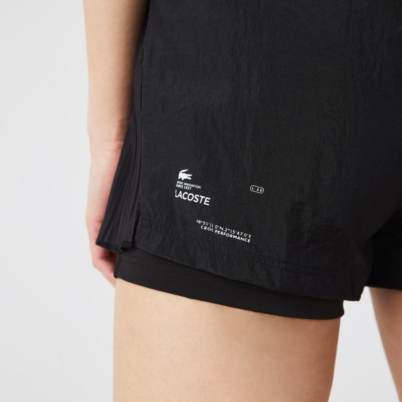 Women's Lacoste SPORT Light Nylon Shorts Black | ABJ302867