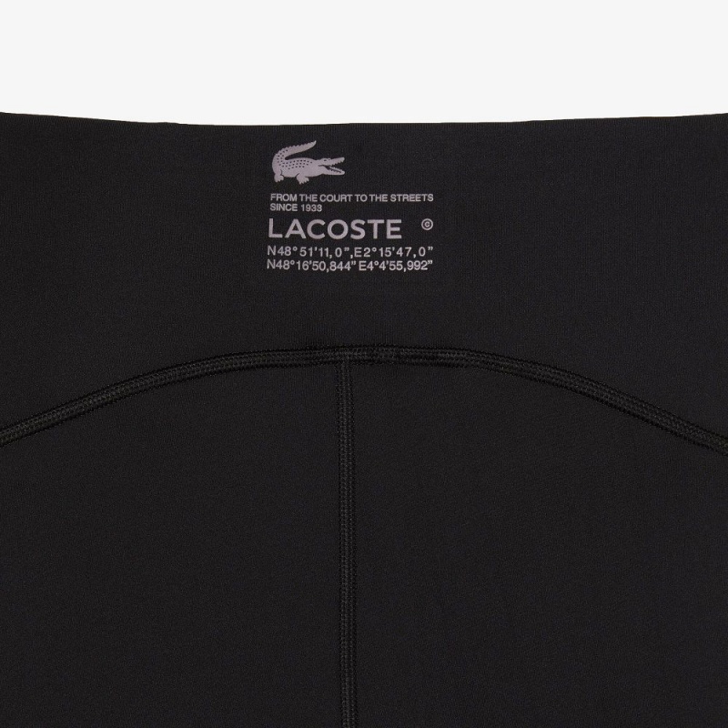 Women's Lacoste SPORT Logo Stripe Ultra-Dry Leggings Black | CBP510874