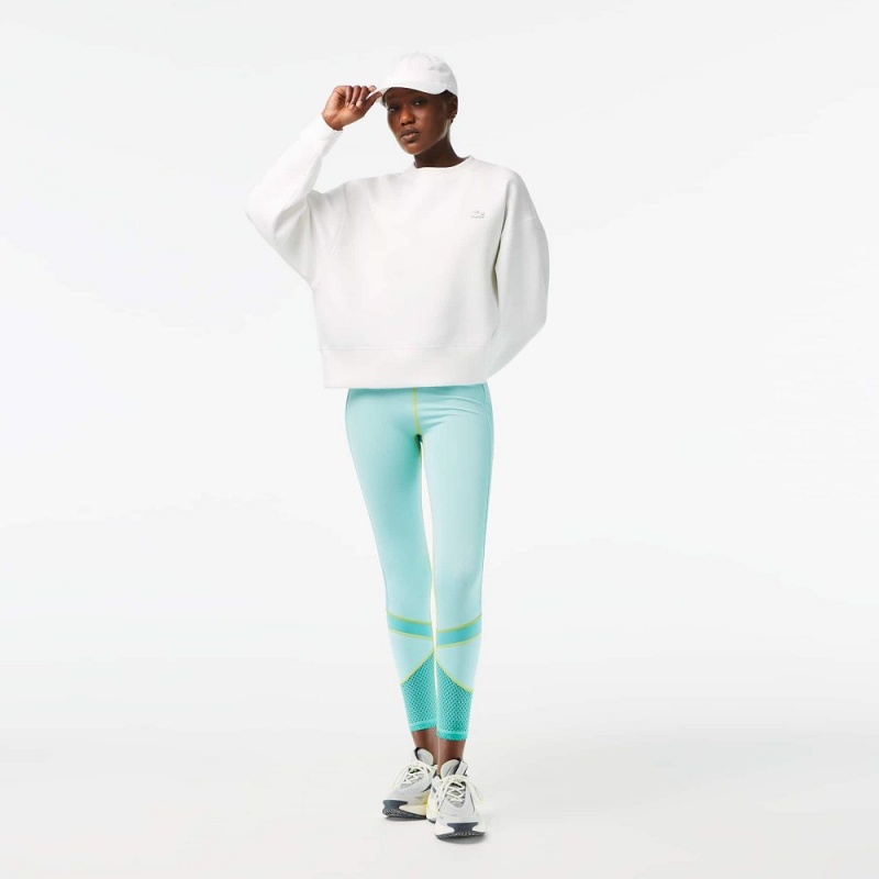 Women's Lacoste SPORT Logo Stripe Ultra-Dry Leggings Light Green Green Light Green | QEH308627