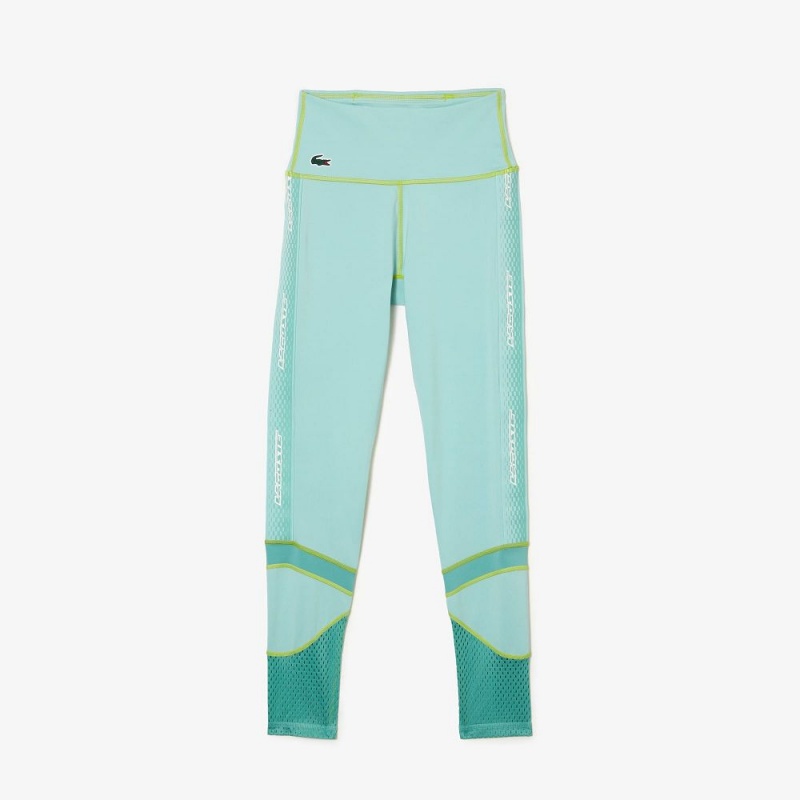 Women's Lacoste SPORT Logo Stripe Ultra-Dry Leggings Light Green Green Light Green | QEH308627