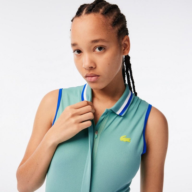 Women's Lacoste SPORT Pleated Tennis Dress Green Light Green | XEK506491