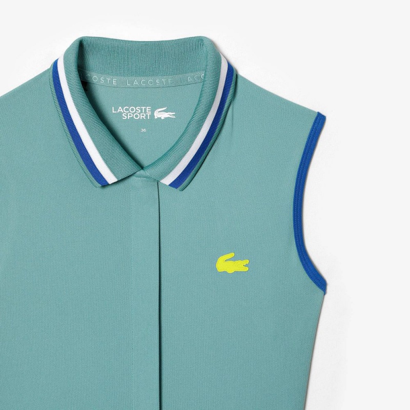 Women's Lacoste SPORT Pleated Tennis Dress Green Light Green | XEK506491