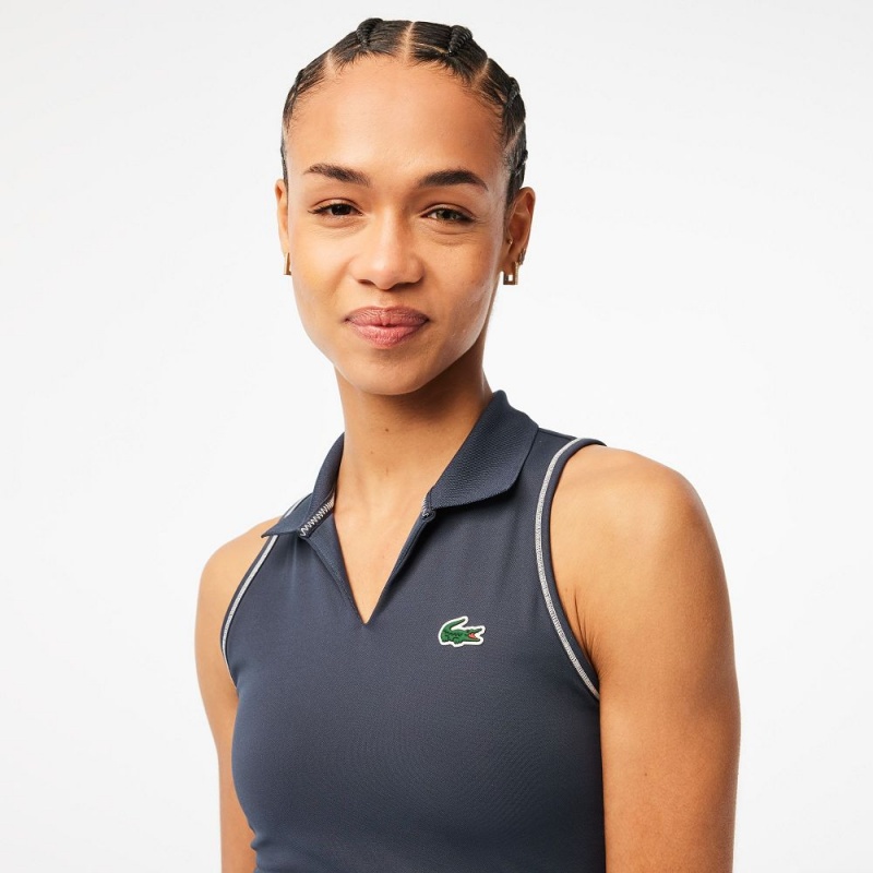 Women's Lacoste SPORT Polo Style Sports Bra Blue | FJD620347