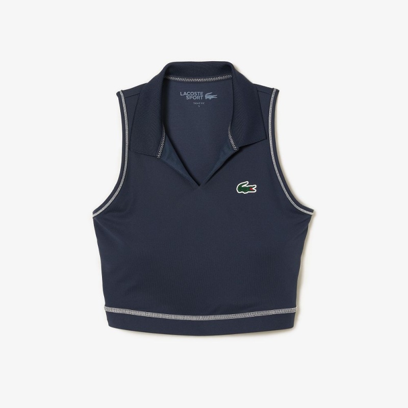 Women's Lacoste SPORT Polo Style Sports Bra Blue | FJD620347