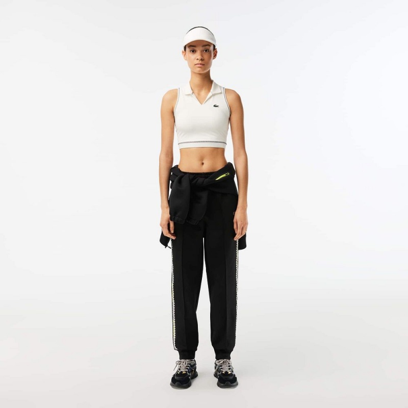 Women's Lacoste SPORT Polo Style Sports Bra White | BUN713690