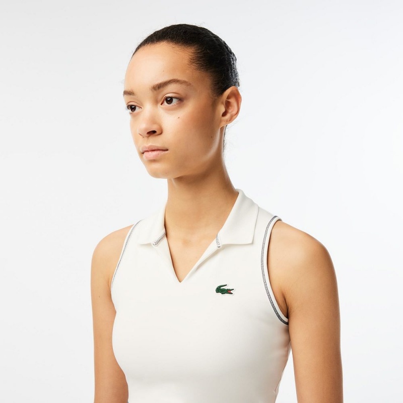 Women's Lacoste SPORT Polo Style Sports Bra White | BUN713690