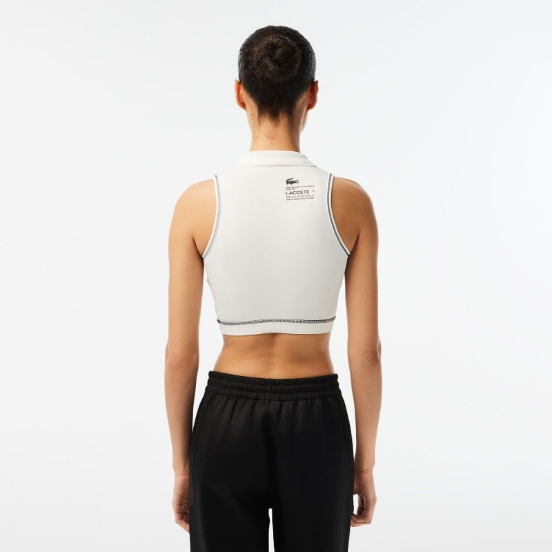 Women's Lacoste SPORT Polo Style Sports Bra White | BUN713690