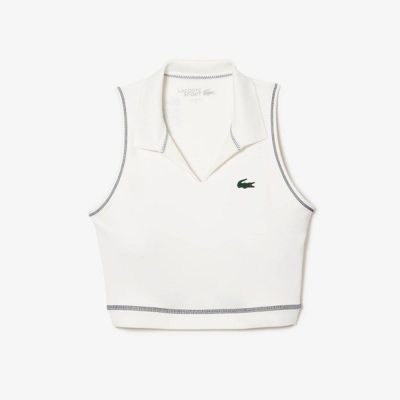 Women's Lacoste SPORT Polo Style Sports Bra White | BUN713690