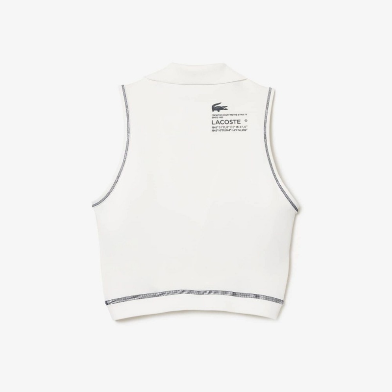 Women's Lacoste SPORT Polo Style Sports Bra White | BUN713690