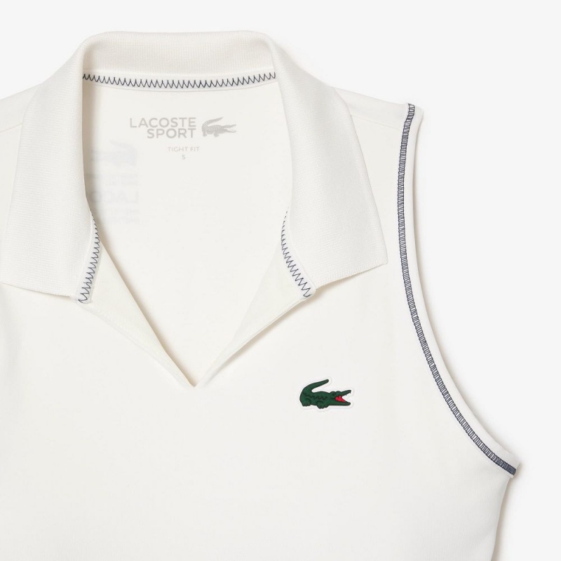 Women's Lacoste SPORT Polo Style Sports Bra White | BUN713690