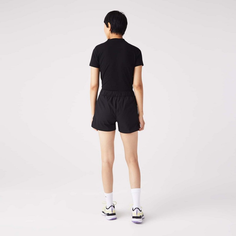 Women's Lacoste SPORT Removable Belt Shorts Black | NIJ126439