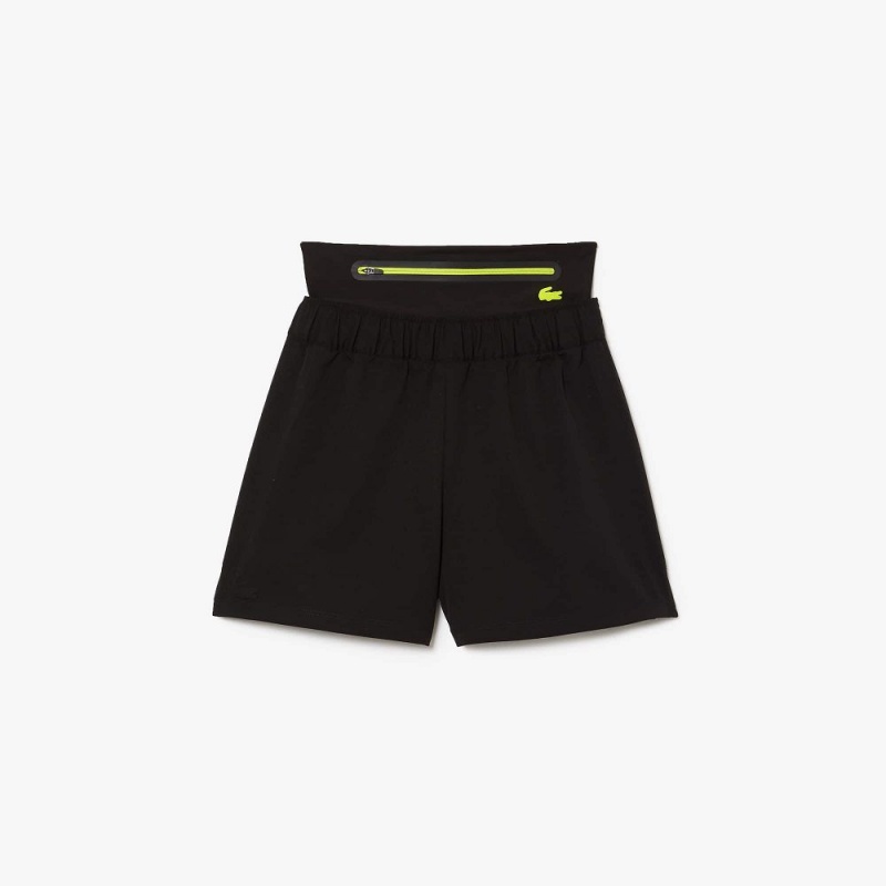 Women's Lacoste SPORT Removable Belt Shorts Black | NIJ126439