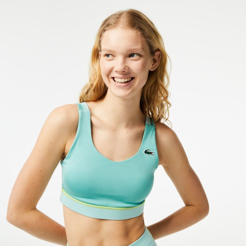 Women's Lacoste SPORT Ultra-Dry Sports Bra Green Light Green | GNY761504