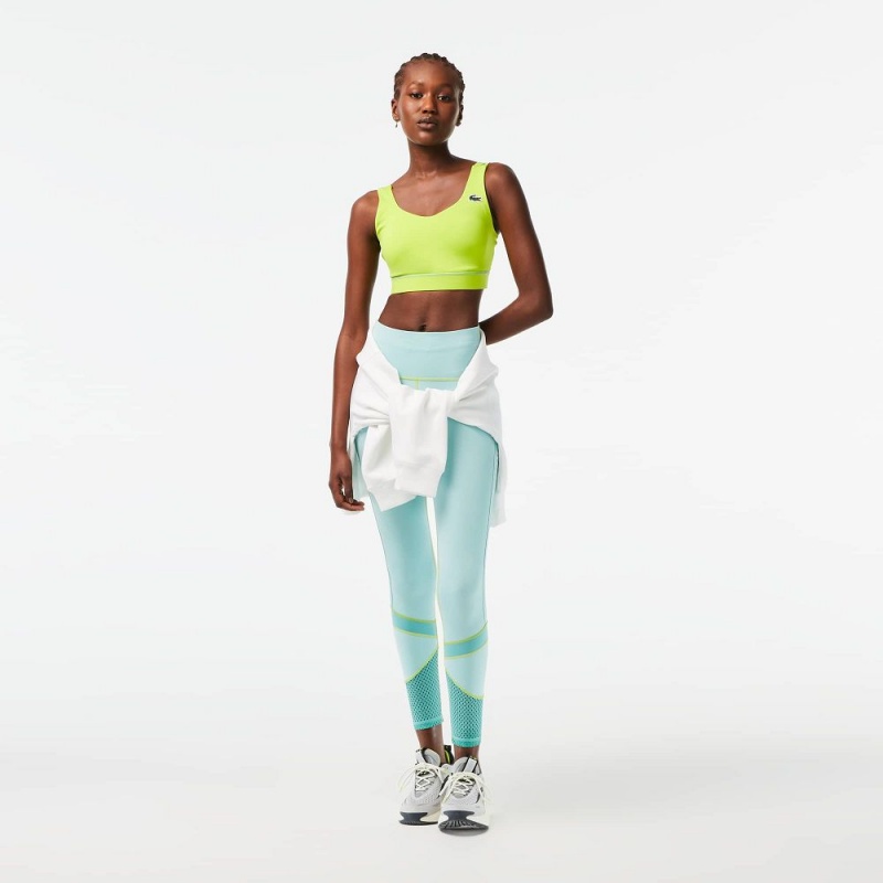 Women's Lacoste SPORT Ultra-Dry Sports Bra Yellow Green | RCZ674528