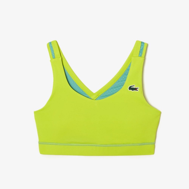 Women's Lacoste SPORT Ultra-Dry Sports Bra Yellow Green | RCZ674528