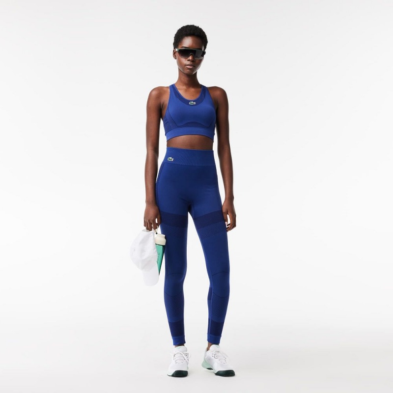 Women's Lacoste Seamless Moisture-Wicking Sports Leggings Methylene blue | RPE431578