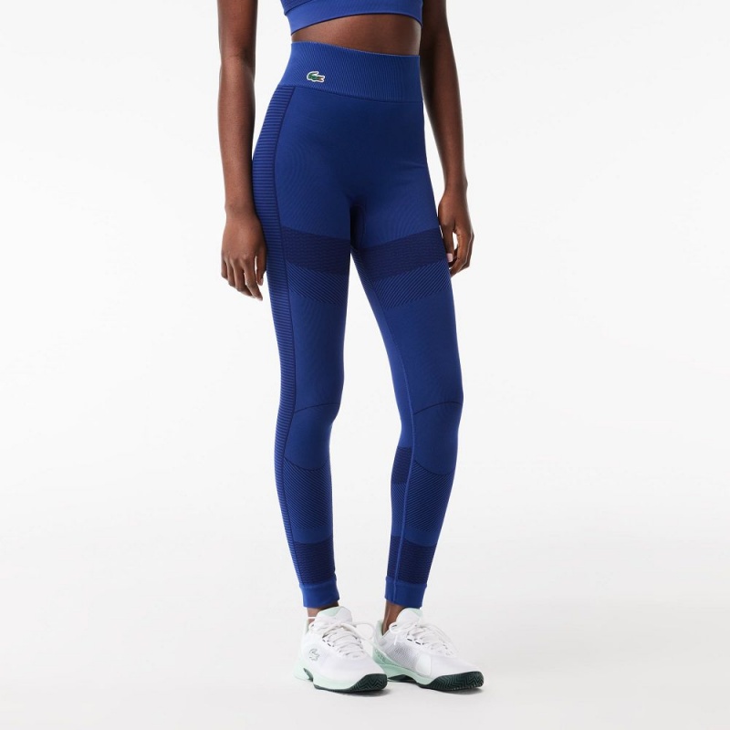 Women's Lacoste Seamless Moisture-Wicking Sports Leggings Methylene blue | RPE431578