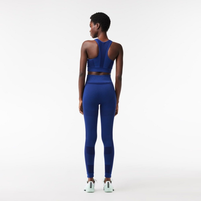 Women's Lacoste Seamless Moisture-Wicking Sports Leggings Methylene blue | RPE431578