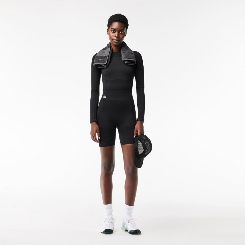 Women's Lacoste Seamless Sport Bike Shorts Black | OMK273681