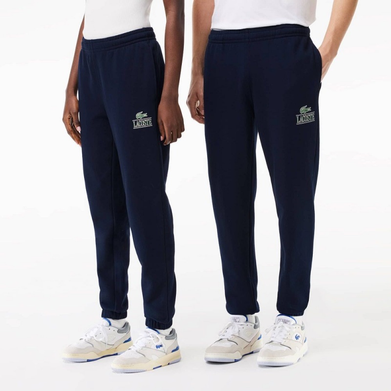 Women's Lacoste Signature Print Sweatpants Navy Blue | KBS427961