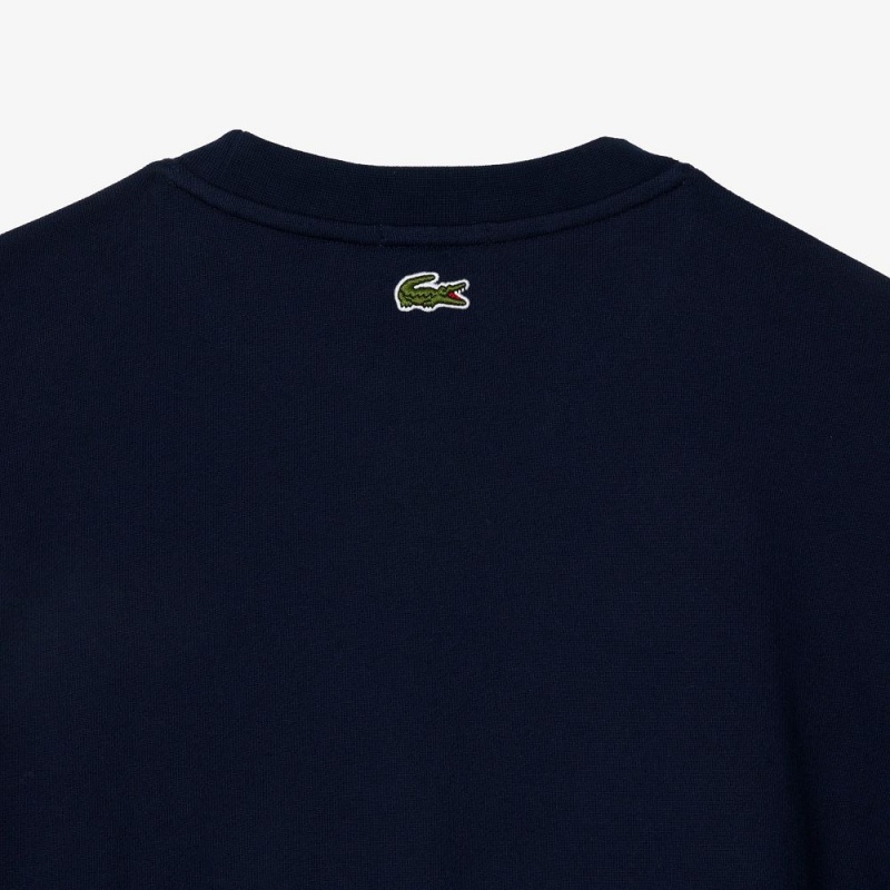 Women's Lacoste Signature Print Sweatshirt Navy Blue | LGJ563017