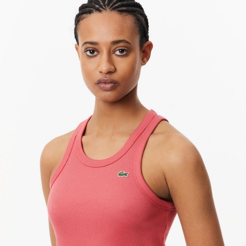 Women's Lacoste Sleeveless Organic Cotton Dress Pink | OHW107268