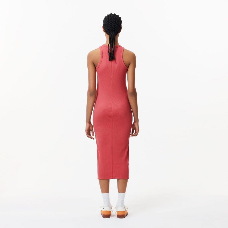 Women's Lacoste Sleeveless Organic Cotton Dress Pink | OHW107268