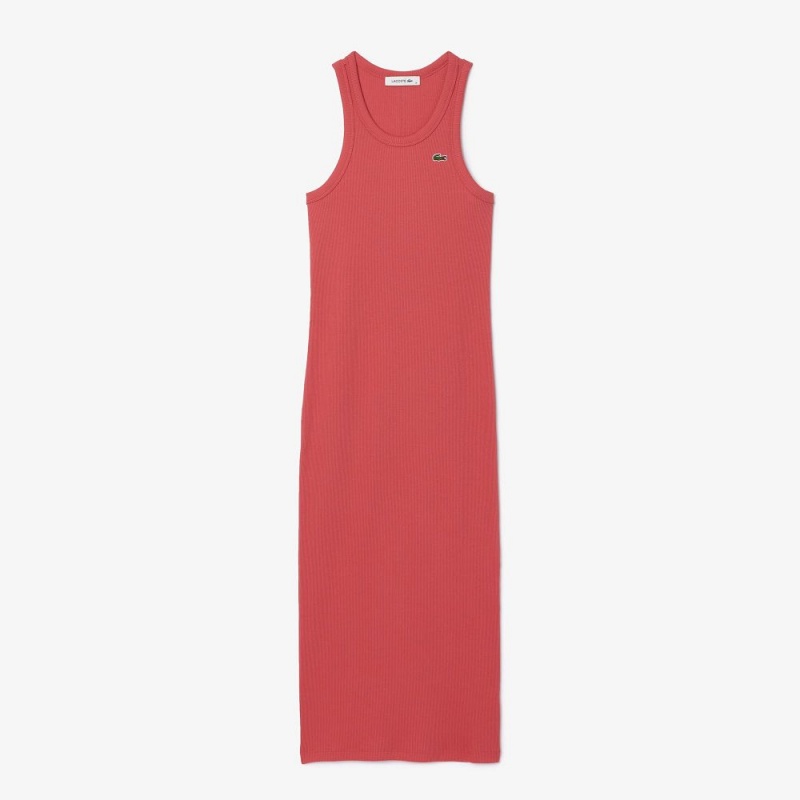 Women's Lacoste Sleeveless Organic Cotton Dress Pink | OHW107268