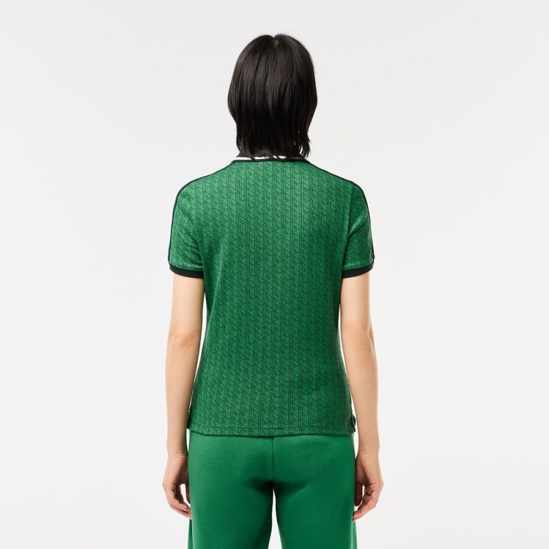 Women's Lacoste Slim Fit Monogram Polo Shirts Green | TJP467153